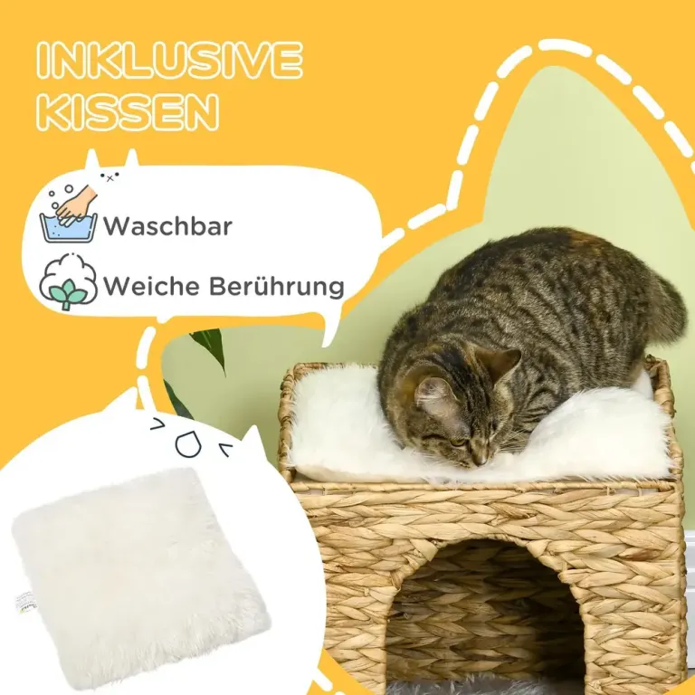 Kattgrotta Kattbädd Brun av Vattenhyacint för Katter
