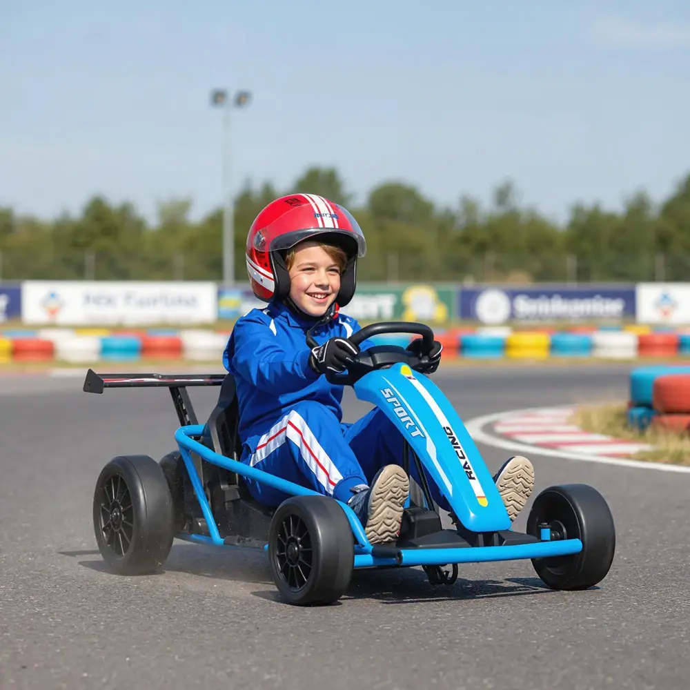 Elbil Go-Kart 24V Blå Metall och Plast för Barn 8-12 År