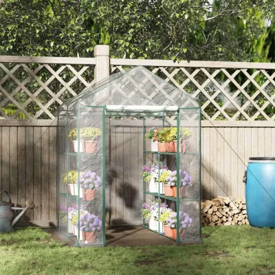 Tunnelväxthus Walk-in Trädgårdsskjul Tomatväxthus 6 Hyllor