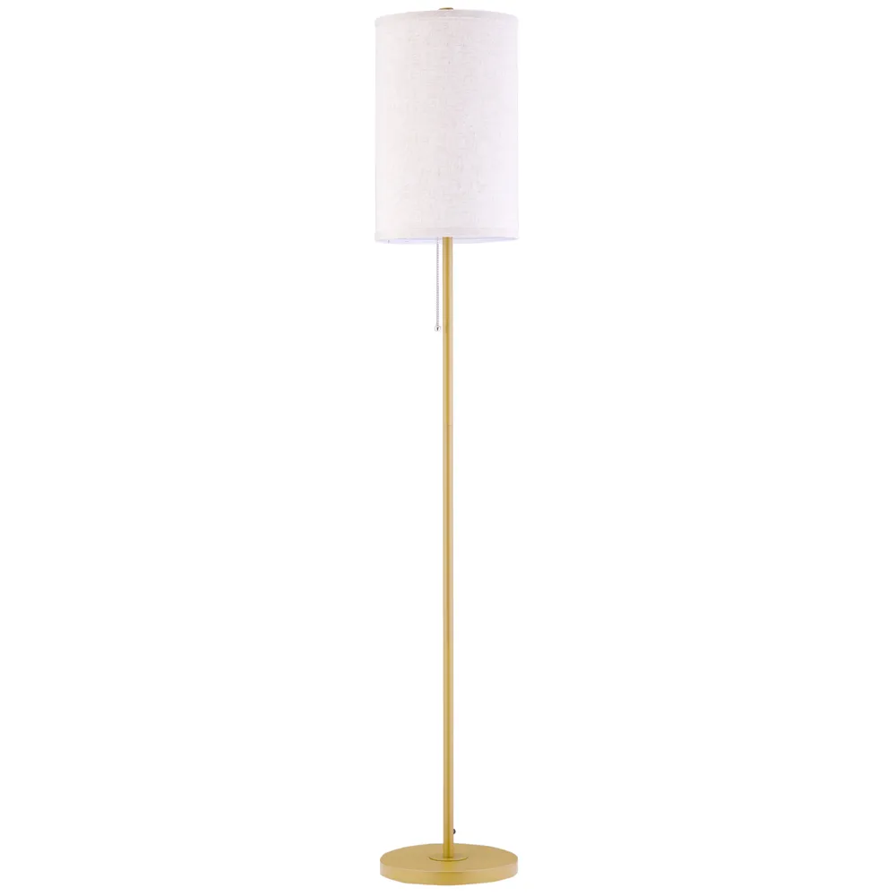 Golvlampa Golvlampa med Linne Lampskärm och Stål Stativ
