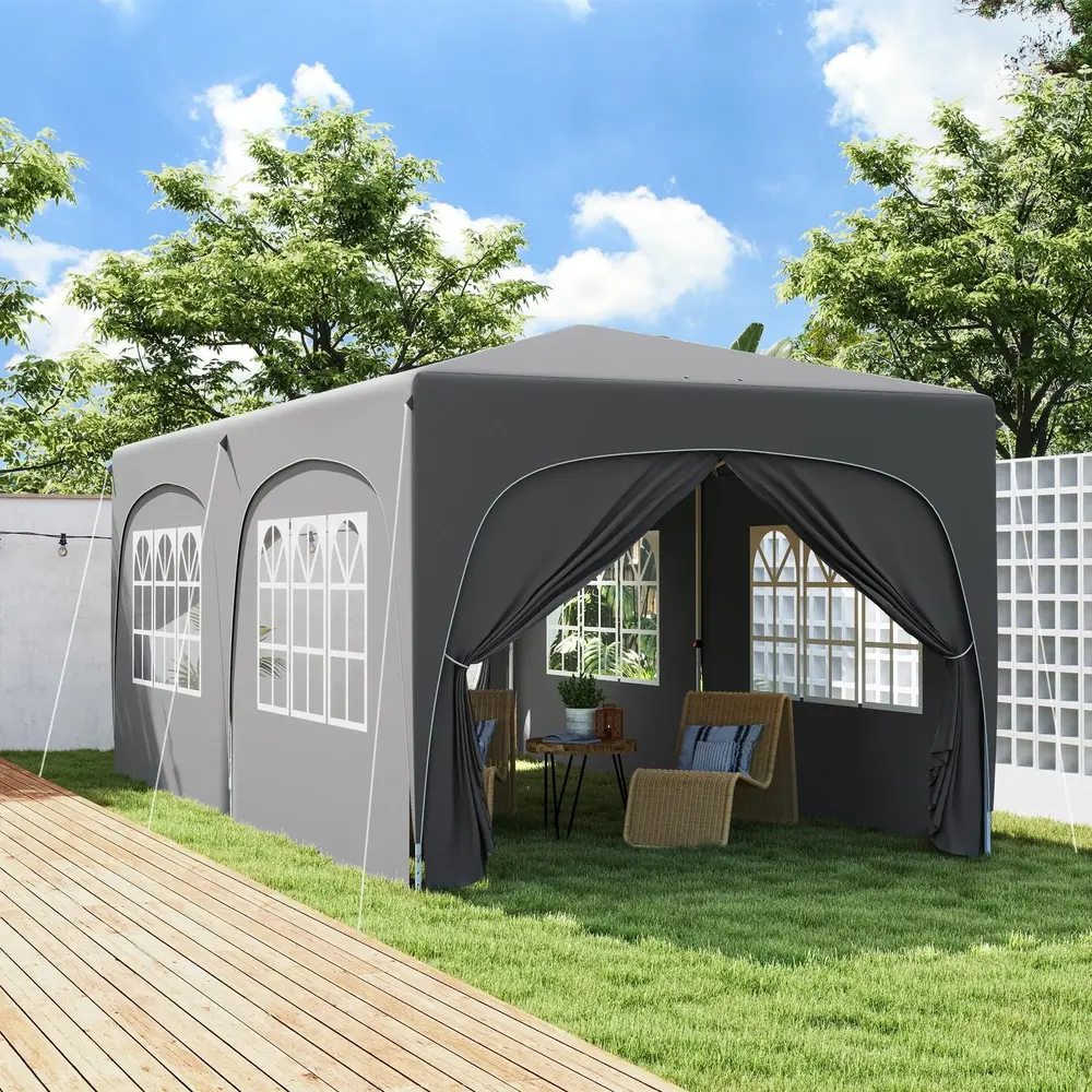 Lusthus Paviljong Pop-Up Partytält Ljusgrå 3 x 6 M