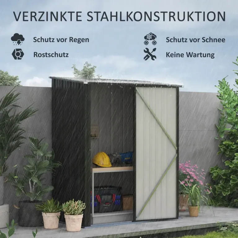 Redskapsbod Trädgårdsskjul Trädgårdsskåp Svart 161,5 x 94,5