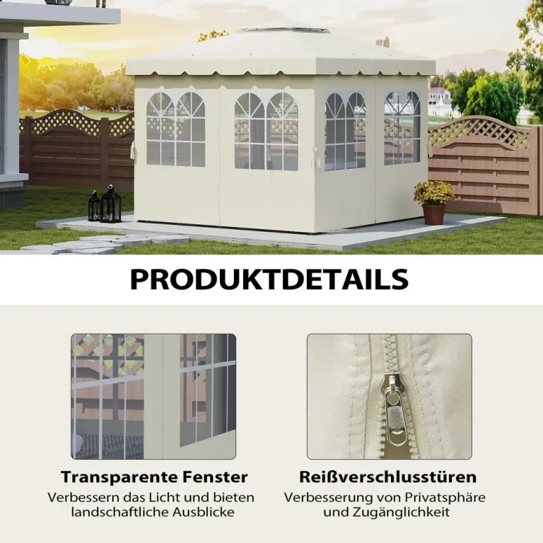 Sidoväggar 4-pack till Paviljong med Dragkedja 3 x 4 m