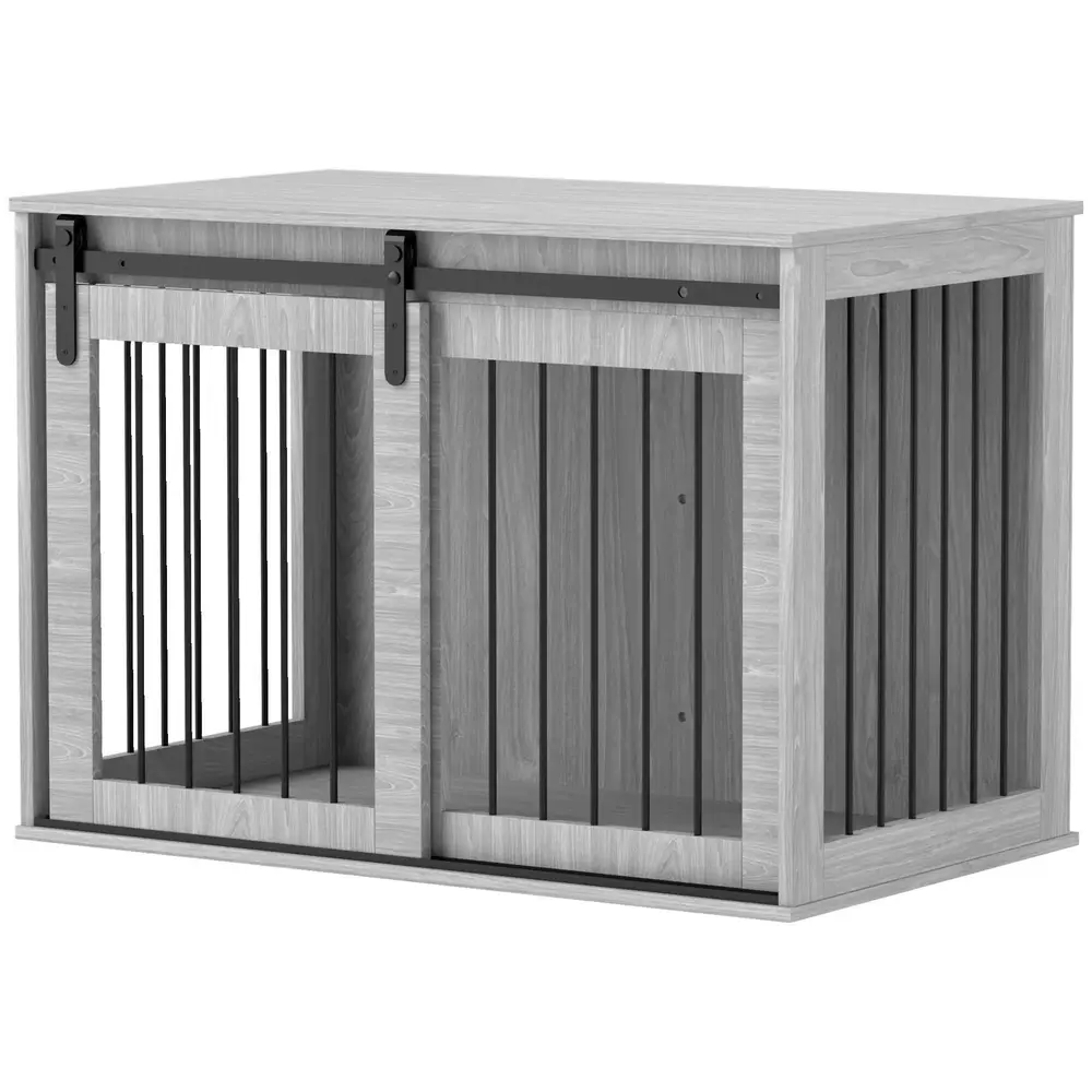Hundbur Hundkennel Grå av Metall för Stora 98 x 58 x 61 Cm