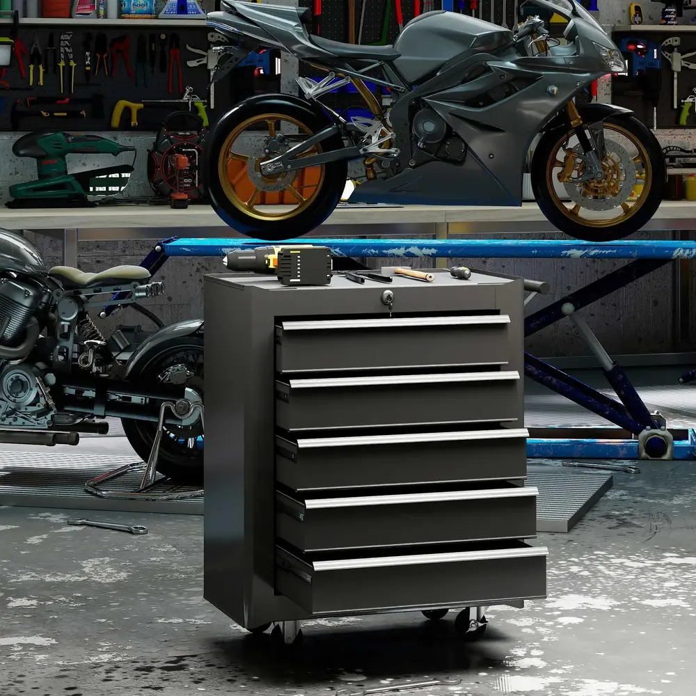 Verktygsvagn Svart Stål för Organisering i Garage