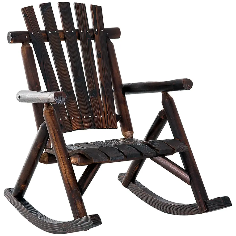 Gungstol med Armstöd Förkolnat Massivt Trä 97 x 69 x 93 Cm