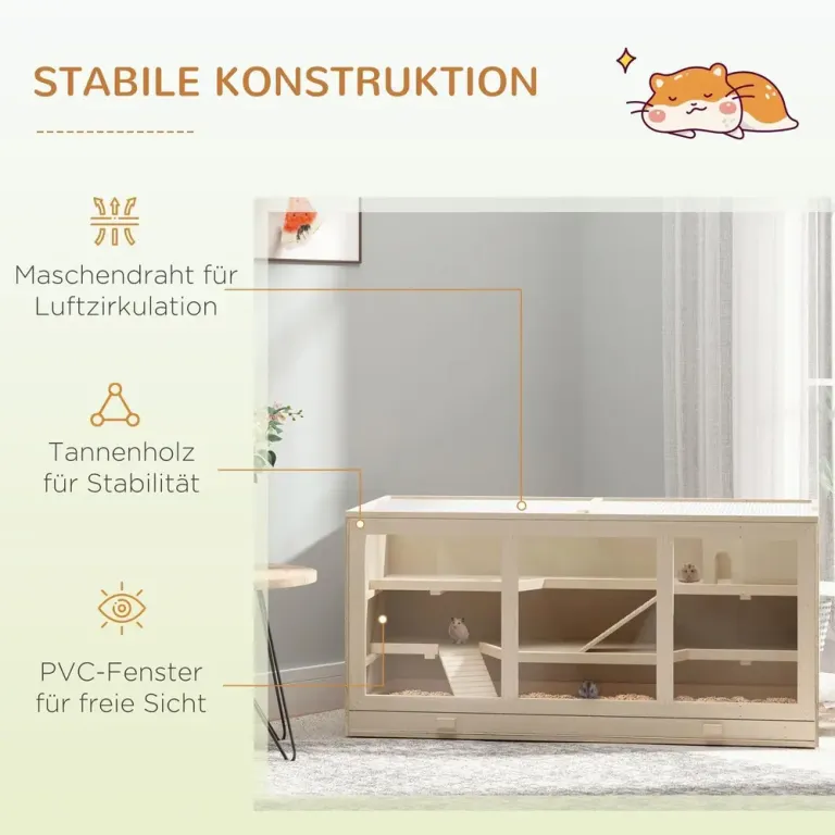 Hamsterbur och Gnagarlåda i Trä och PVC 115 x 57 x 55 cm