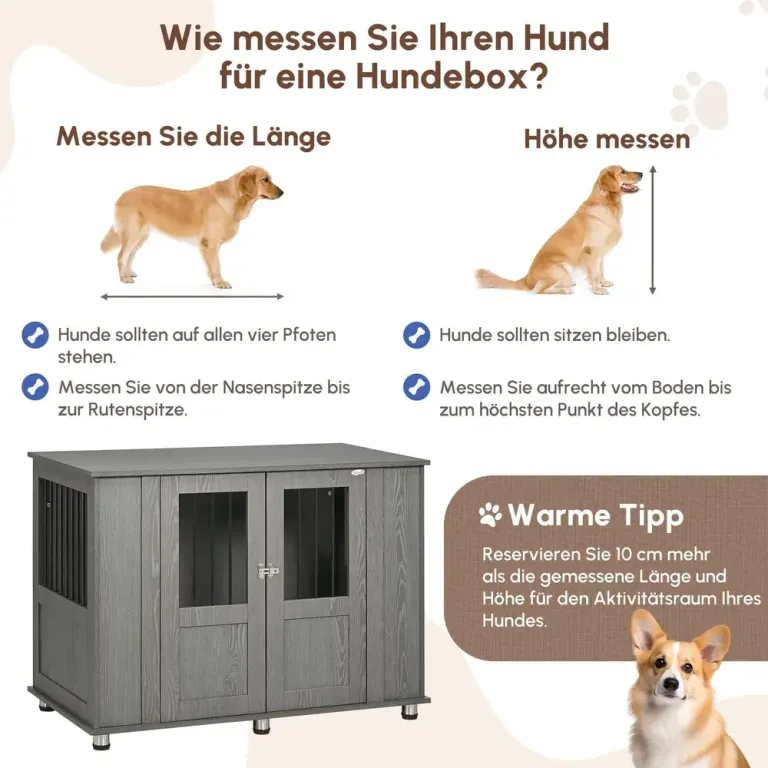 Hundbur Hundkoja Grå av Trä och Metall för Stora Hundar