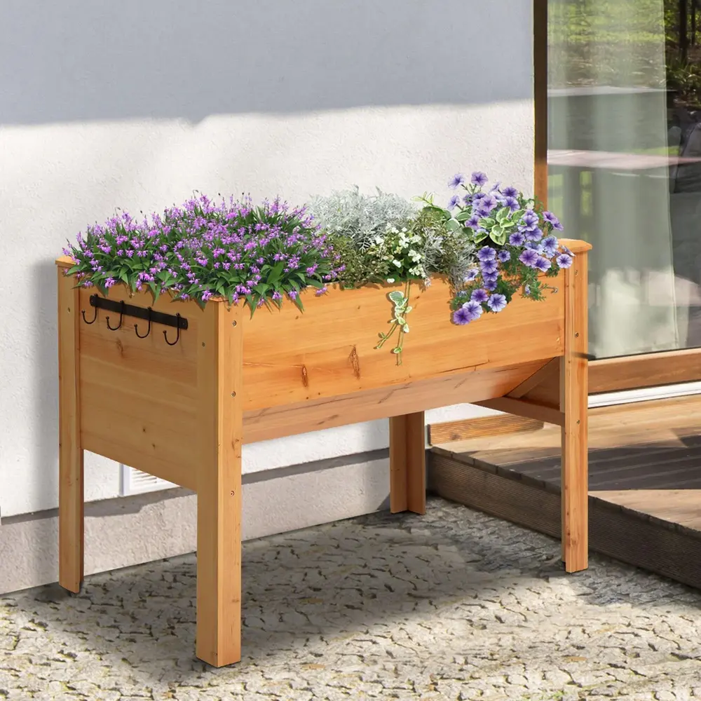 Upphöjd Odlingsbänk i Trä Planteringslåda 124 x 60 x 81 Cm