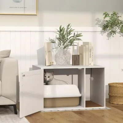 Kattlådeskåp 80 x 50 x 50 cm med Klösmatta, Vitt