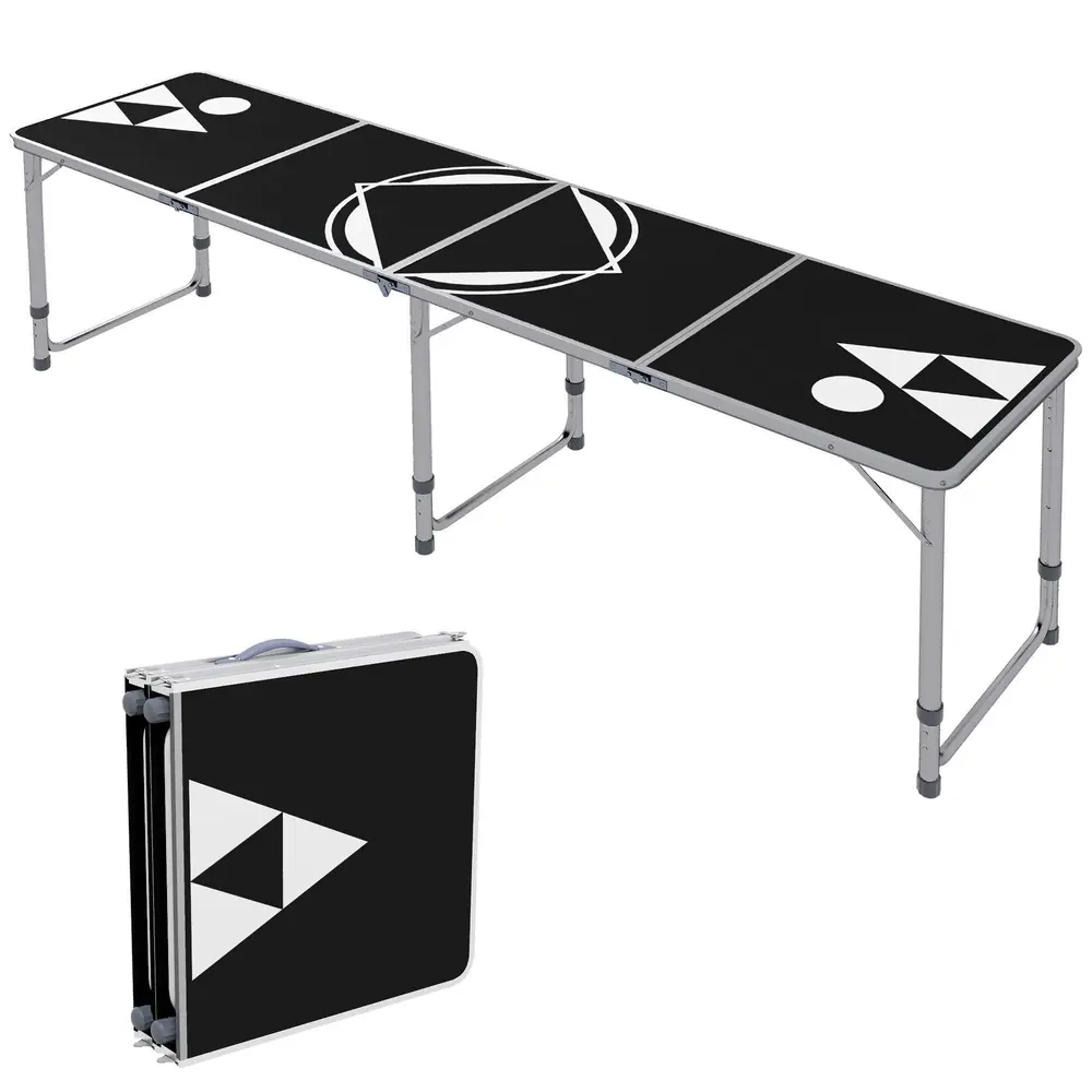 Beer Pong Bord Campingbord Svart av Aluminium 240 x 60 Cm