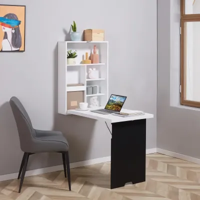 Väggbord Fällbart Skrivbord Vit 60 x 94,5 x 147 cm