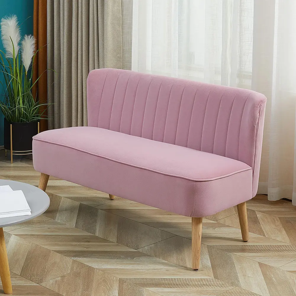 2-Sitsig Soffa i Rosa Sammet 117 x 56,5 x 77 Cm