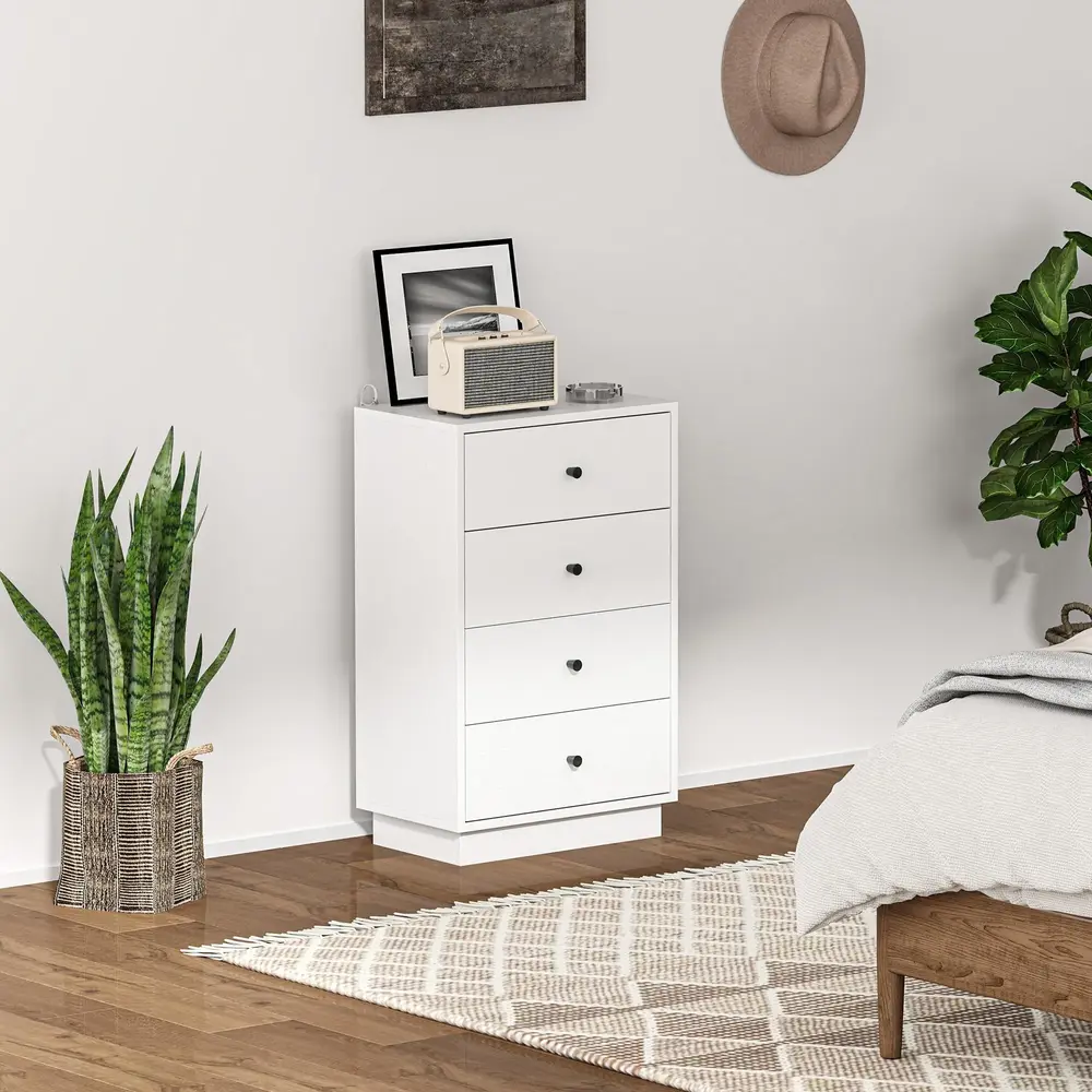 Byrå Skänk med 7 Lådor i Trä Modern Stil Vit 47x29x75 Cm