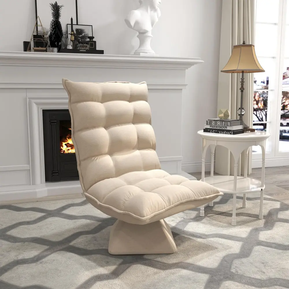 Vridbar Läsfåtölj med Linnelook Beige 62 x 70 x 95 Cm