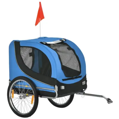Hundcykelvagn med Säkerhetskoppling 130 x 73 x 90 cm, Blå
