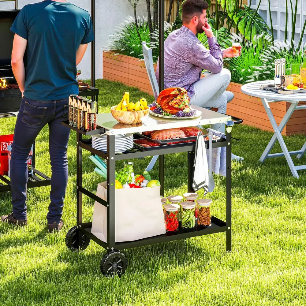 Grillvagn Serveringsvagn med Arbetsyta 100 x 52 x 80 Cm