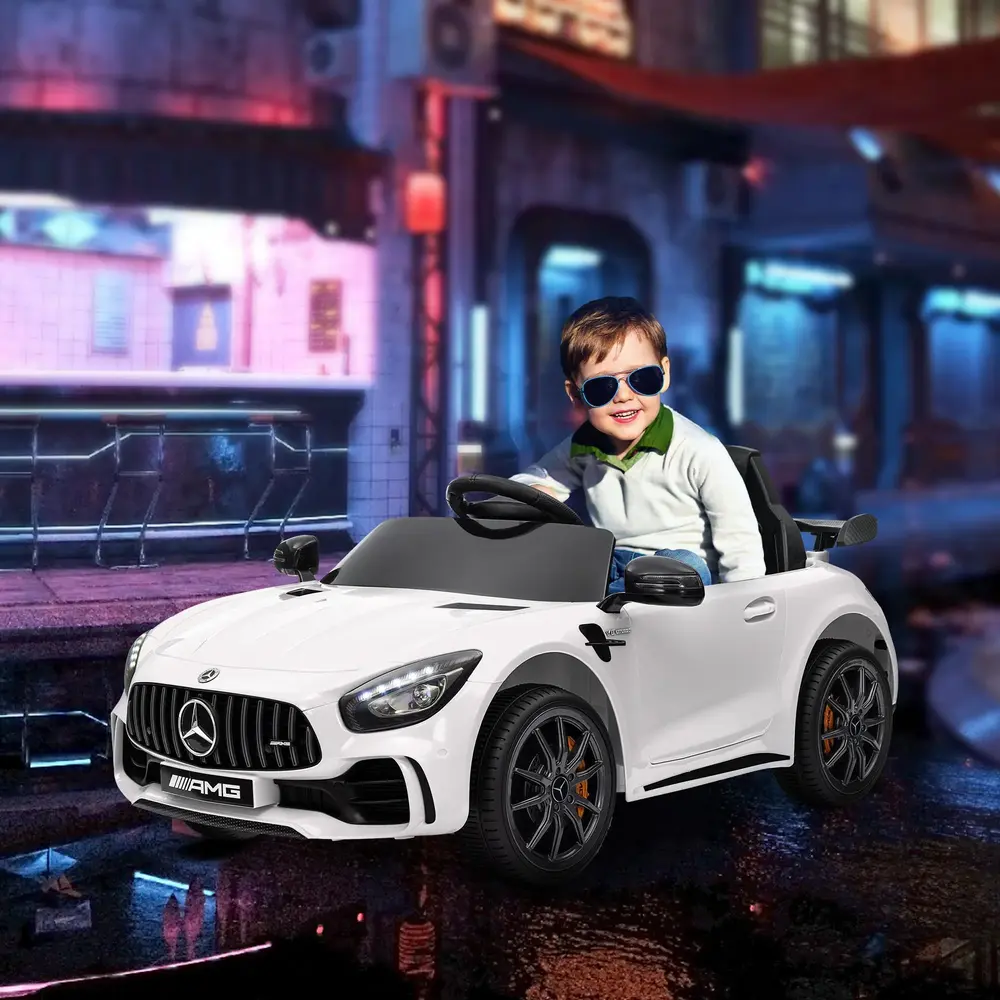 Elbil för Barn Mercedes-Benz AMG GTR 12V Vit