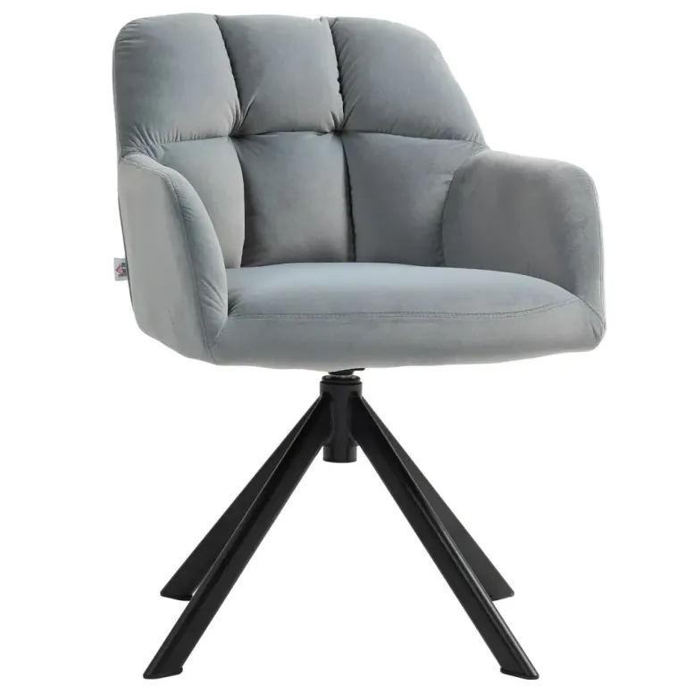 Fåtölj Loungestol Grå av Sammetslook och Metall Vridbar