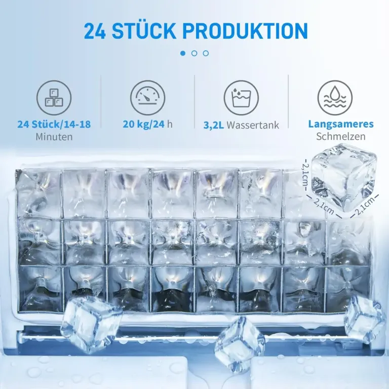 Iskubsmaskin 20 kg/24h med 3,2 l Vattentank Svart 2,3 l