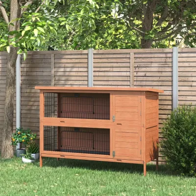 Smådjursbur 2 Våningar Kaninbur med Ramp 136 x 50 x 93 cm