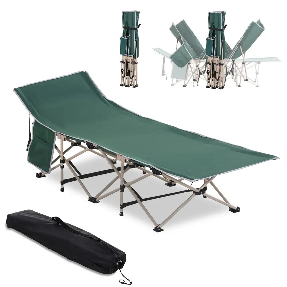 Campingsäng Gästsäng Hopfällbar Grön av 190 x 68 x 52 Cm