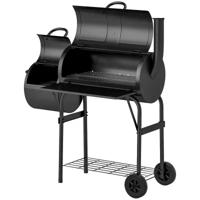 Kolgrill Bbq Rökare med Lock Svart 109 x 60 x 120 cm