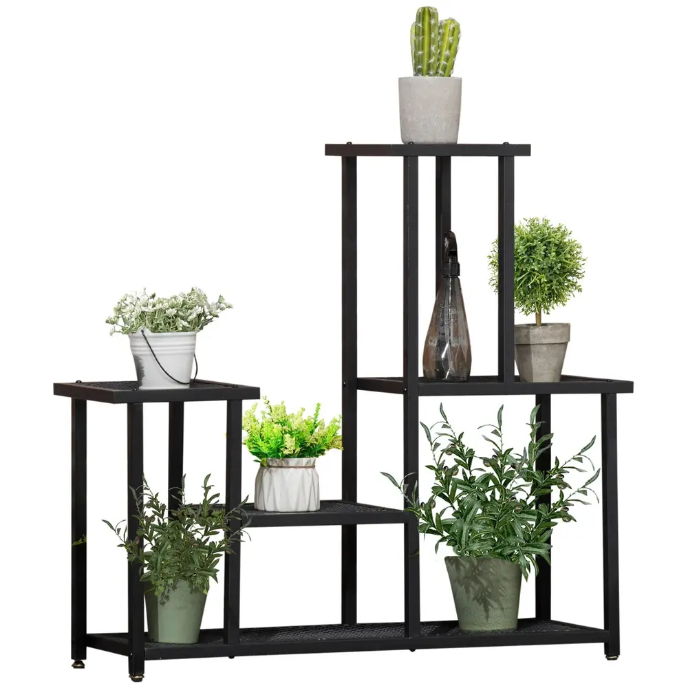 Blomtrappa i Metall 4 Våningar 91 x 25 x 83 Cm