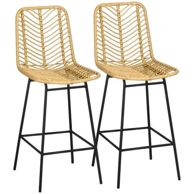 Barstolar Köksstolar Set om 2 Gul Svart 42,5 x 52 x 102 cm