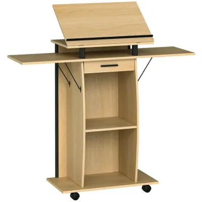 Rullande Talarstol med Vikbara Sidovingar Laptopbord