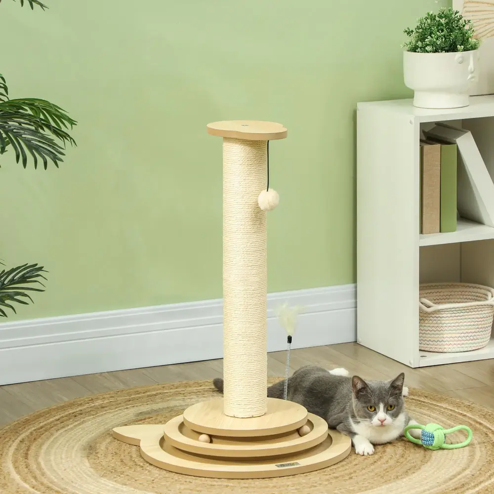 Klöspelare Klösmöbel Ek av Sisal och Trä för Katter 69 Cm