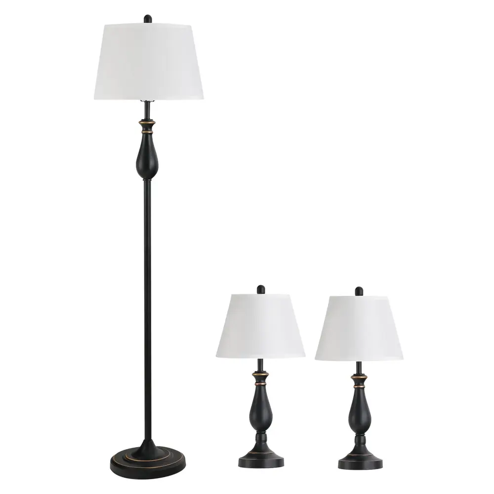 Set 3 Lampor Vintage Bordslampa Metall PS 158 Cm