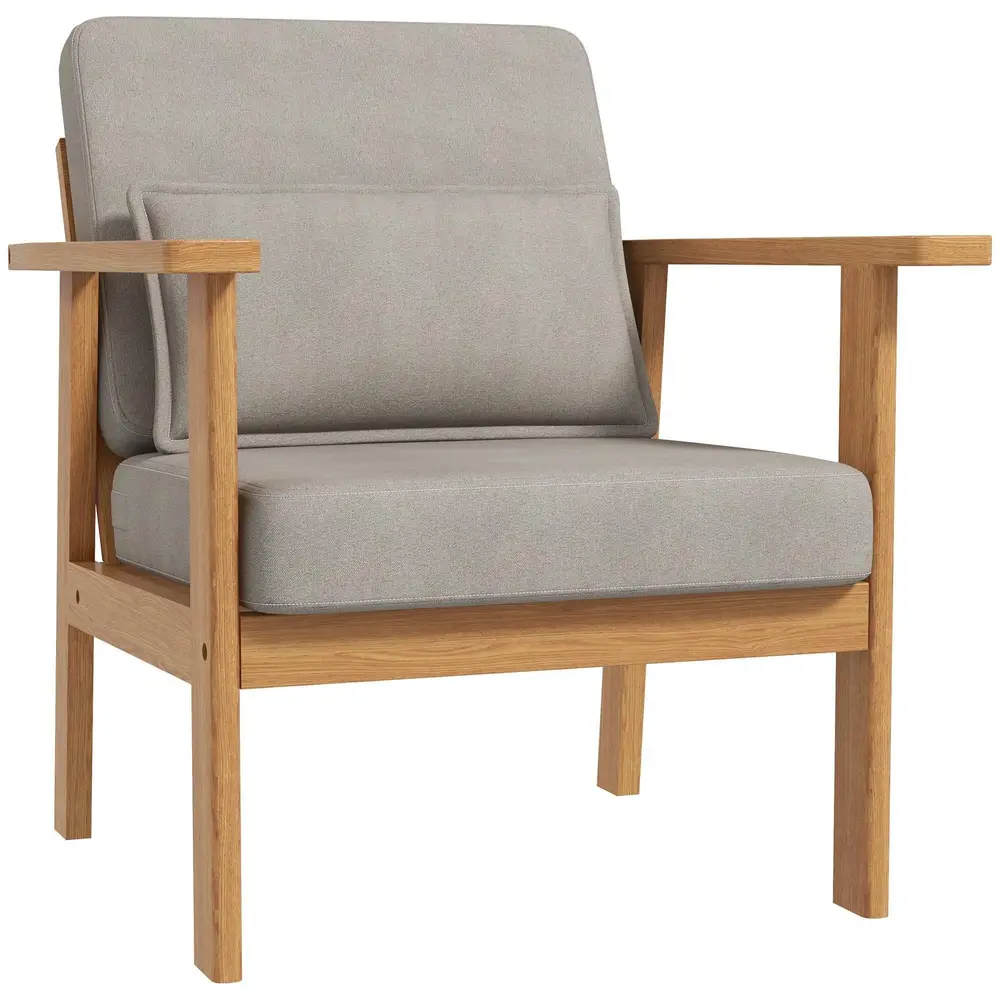Klädd Stol Accentstol Grå av Tyg och Trä 70 x 72 x 76 Cm