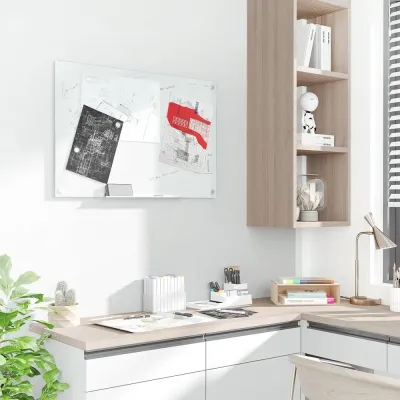Whiteboard Magnettavla Vit av Glas och Metall 90 x 60 cm