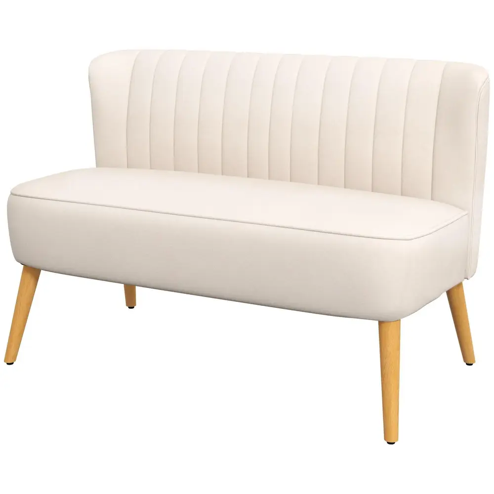 Soffa Loveseat 2-Sits Krämvit av Tyg 117 x 56,5 x 77 Cm