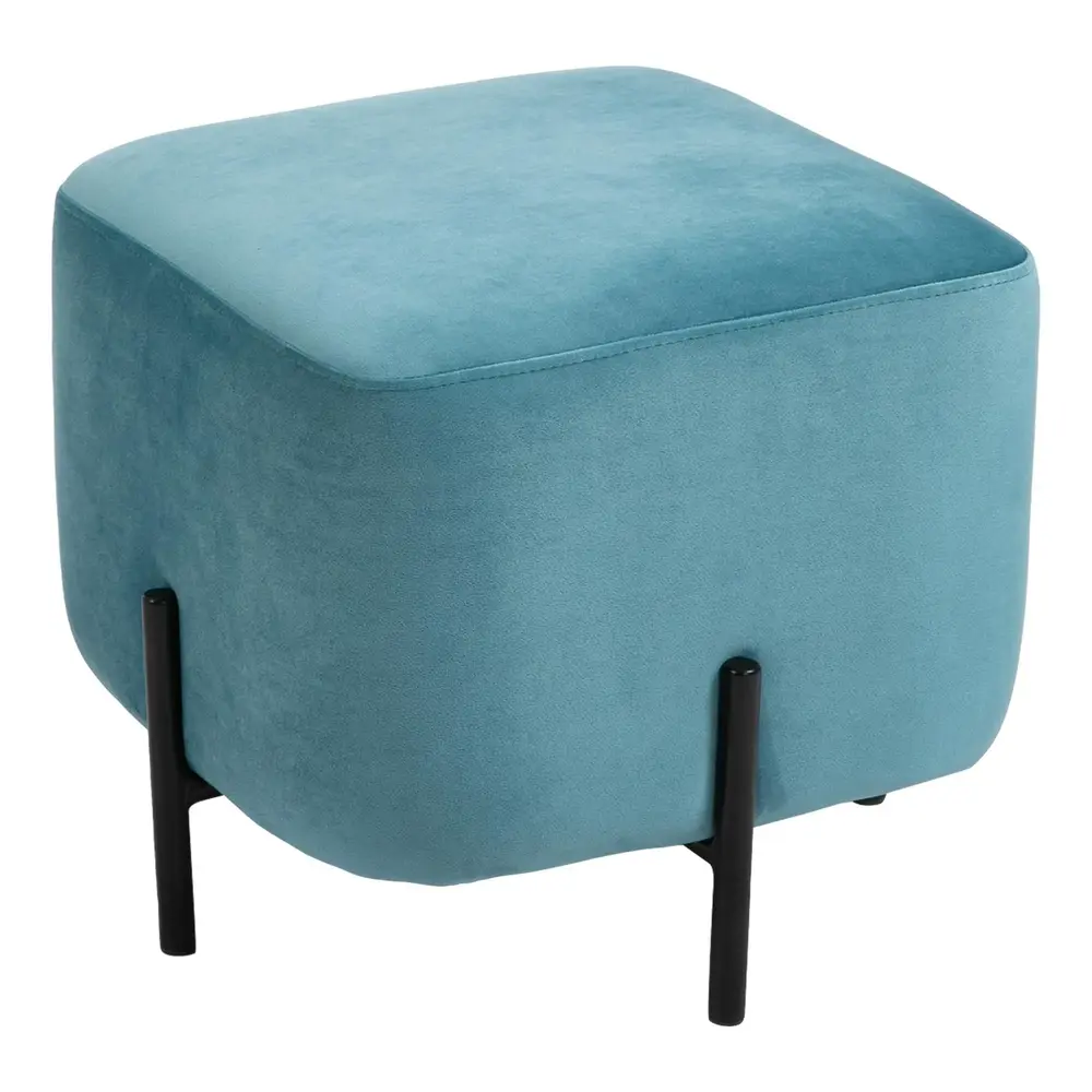 Fotpall i Sammet med Guldiga Ben 44,5 x 44,5 x 41,5 Cm