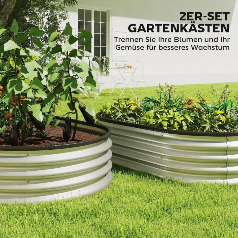 Odlingskrage Metall 2-pack Oval Silver 135x90x30 cm