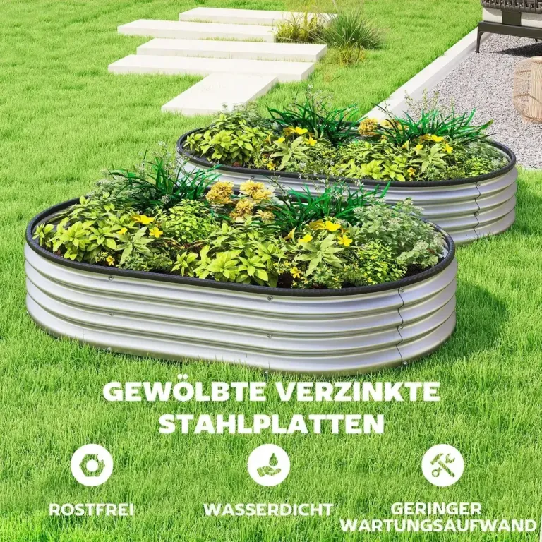 Odlingskrage Metall 2-pack Oval Silver 135x90x30 cm