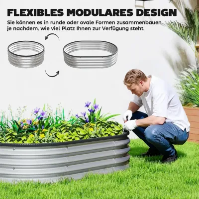 Odlingskrage Metall 2-pack Oval Silver 135x90x30 cm