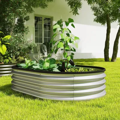 Odlingskrage Metall 2-pack Oval Silver 135x90x30 cm
