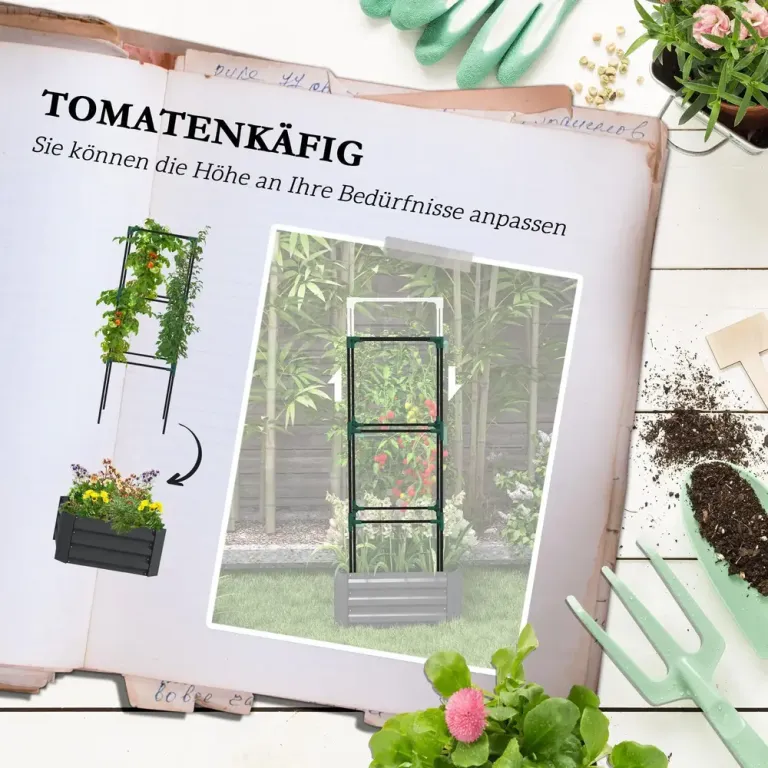 Odlingskrage Upphöjd i Trä Odlingslåda Rankgaller Mörkgrå