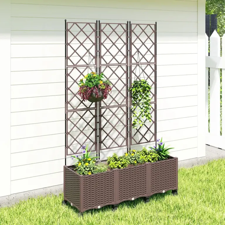 Odlingslåda med Spaljé Brun Plast Blomlåda 120x40x192 cm