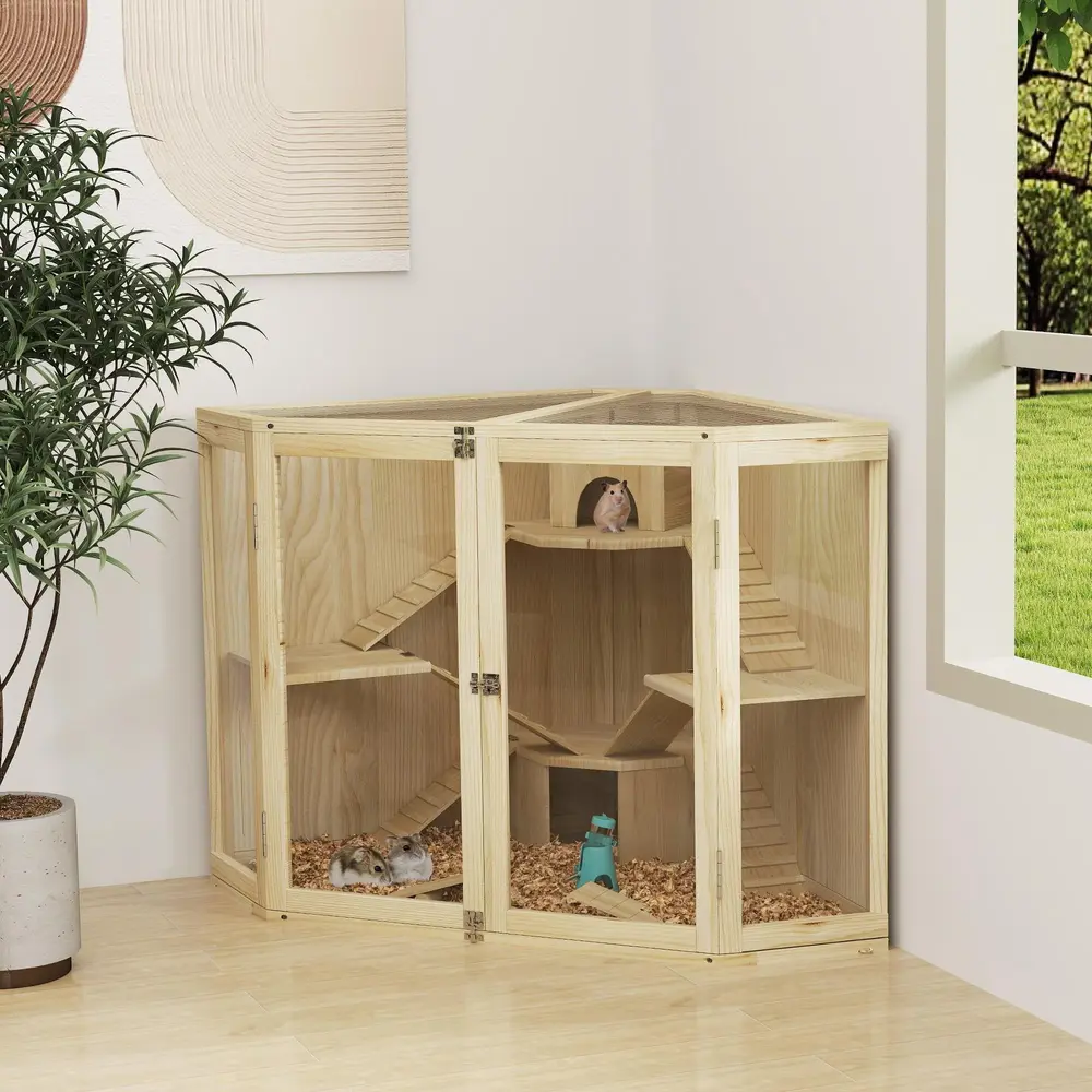 Hamsterbur Smådjursbur Natur av Trä 115 x 69,5 x 79 cm