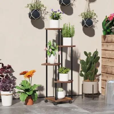 Växtställ Blomsterhylla 5 Våningar Svart 110 cm