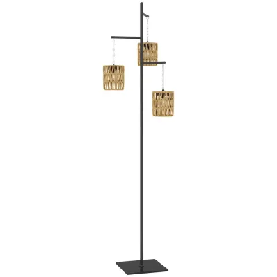 Solar Golvlampa Rottinglampa med Ljussensor Natur