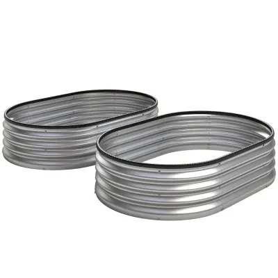 Odlingskrage Metall 2-pack Oval Silver 135x90x30 cm