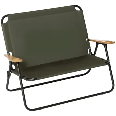 Hopfällbar Campingstol med Armstöd och Mugghållare 2-sits