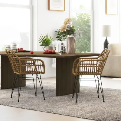 Set 2 Köksstolar i Boho-Stil 56 x 60 x 79 cm, Brun