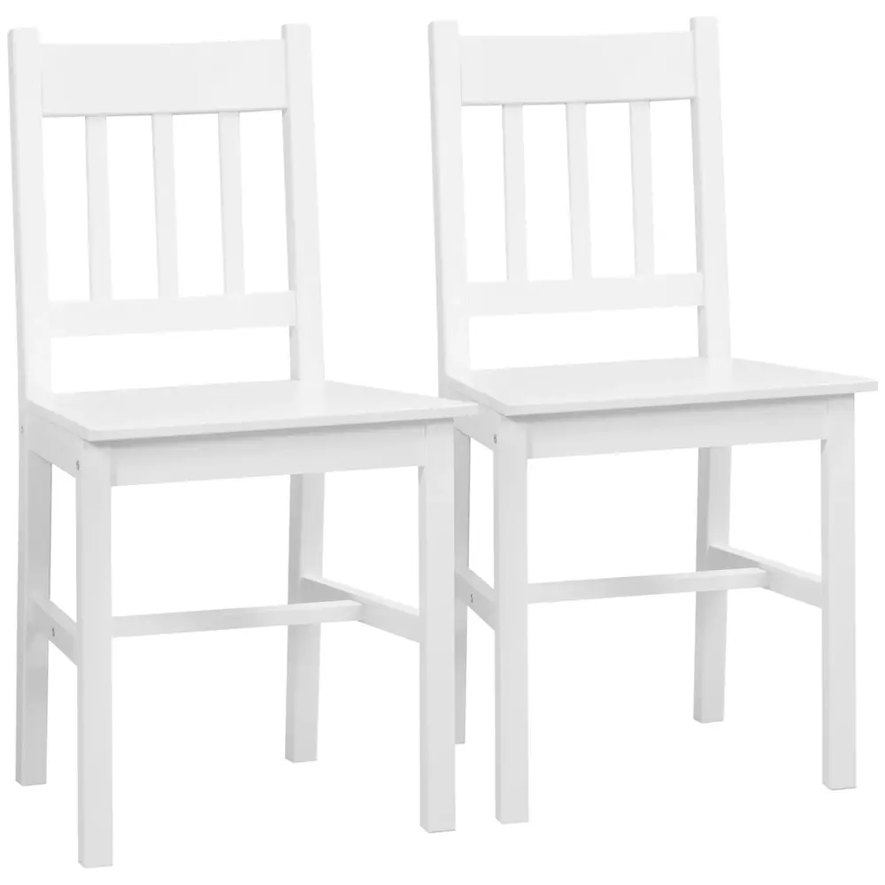 Set med 2 Köksstolar Massivt Trä Vit 41 x 46,5 x 85,5 Cm