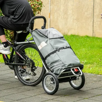 3-i-1 Shoppingvagn och Cykelkärra, Grå och Silver